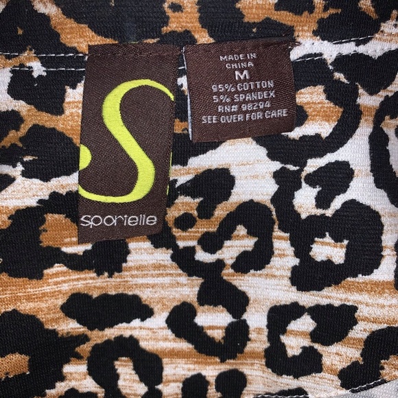 Sportelle Jacket Leopard Animal Print Lined fringe Medium 3/4 sleeve hook & eye - Picture 5 of 7